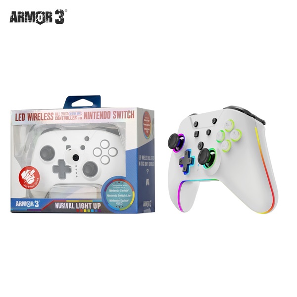 Armor3 M07619-WHHE NuRival Nintendo Switch/OLED fehér vezeték nélküli Hall Effect Stick kontroller