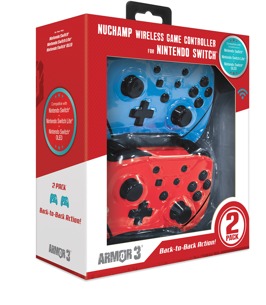 Armor3 M07467-BBRD NuChamp Nintendo Switch vezeték nélküli kék, piros kontroller csomag (2db)