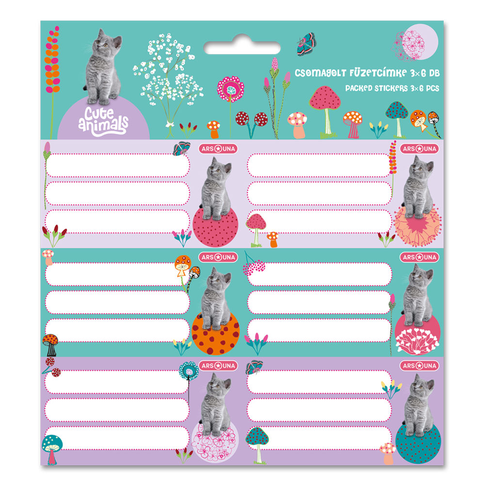 Ars Una Cute Animals-Kitten 24 (5368) 3x6 db-os csomagolt füzetcímke