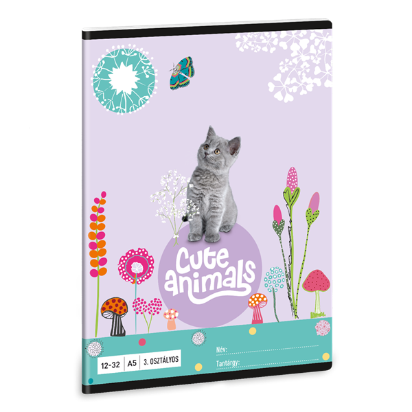 Ars Una Cute Animals-Kitten 24 (5368) A5 12-32 3. osztályos vonalas füzet