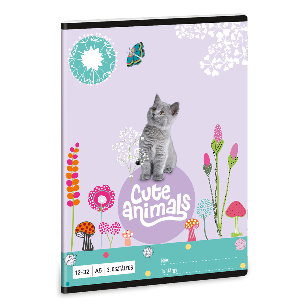 Ars Una Cute Animals-Kitten 24 (5368) A5 12-32 3. osztályos vonalas füzet
