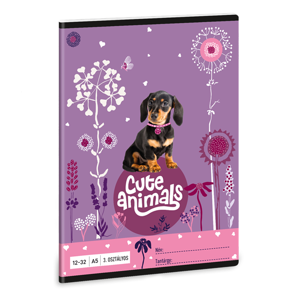 Ars Una Cute Animals-Puppy 24 (5369) A5 12-32 3. osztályos vonalas füzet