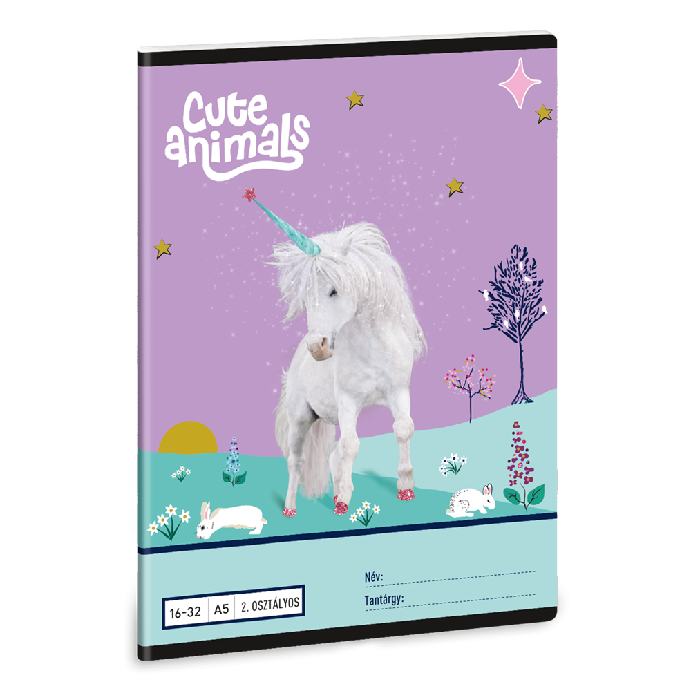 Ars Una Cute Animals Unicorn 25 (5448) A5 16-32 2. osztályos vonalas füzet
