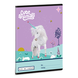 Ars Una Cute Animals Unicorn 25 (5448) A5 16-32 2. osztályos vonalas füzet