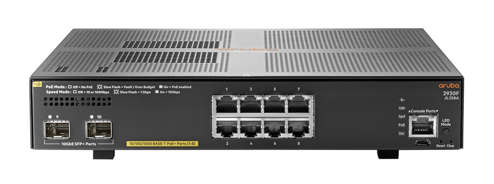 Aruba 2930F 8port GbE PoE+ LAN 2xSFP+ menedzselhető Switch