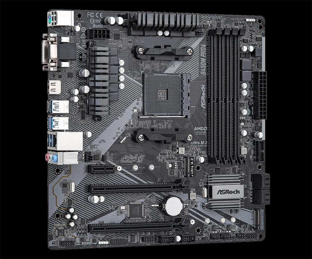 Asrock B450M PRO4 R2.0 desktop alaplap microATX