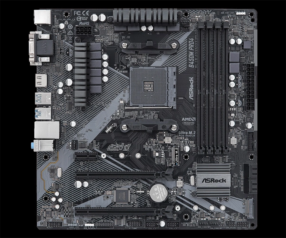 Asrock B450M PRO4 R2.0 desktop alaplap microATX