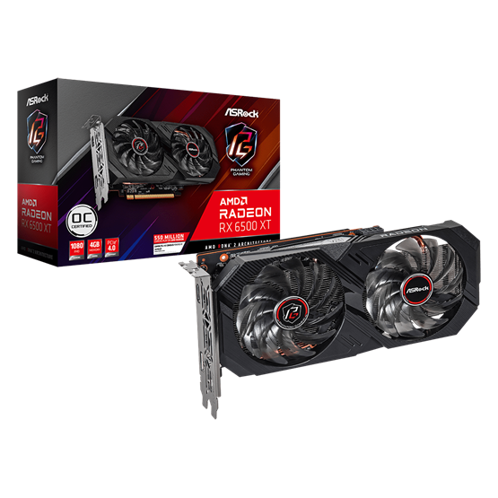 Asrock Radeon RX 6500 XT Phantom Gaming D OC 4GB GDDR6 64-bit grafikus kártya