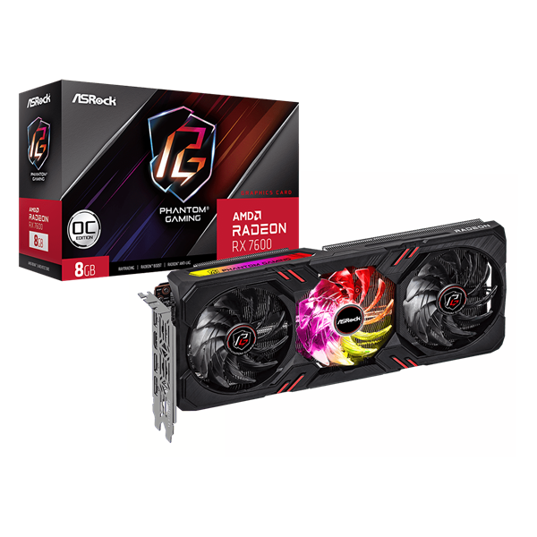 Asrock Radeon RX 7600 Phantom Gaming OC 8GB GDDR6 128-bit grafikus kártya