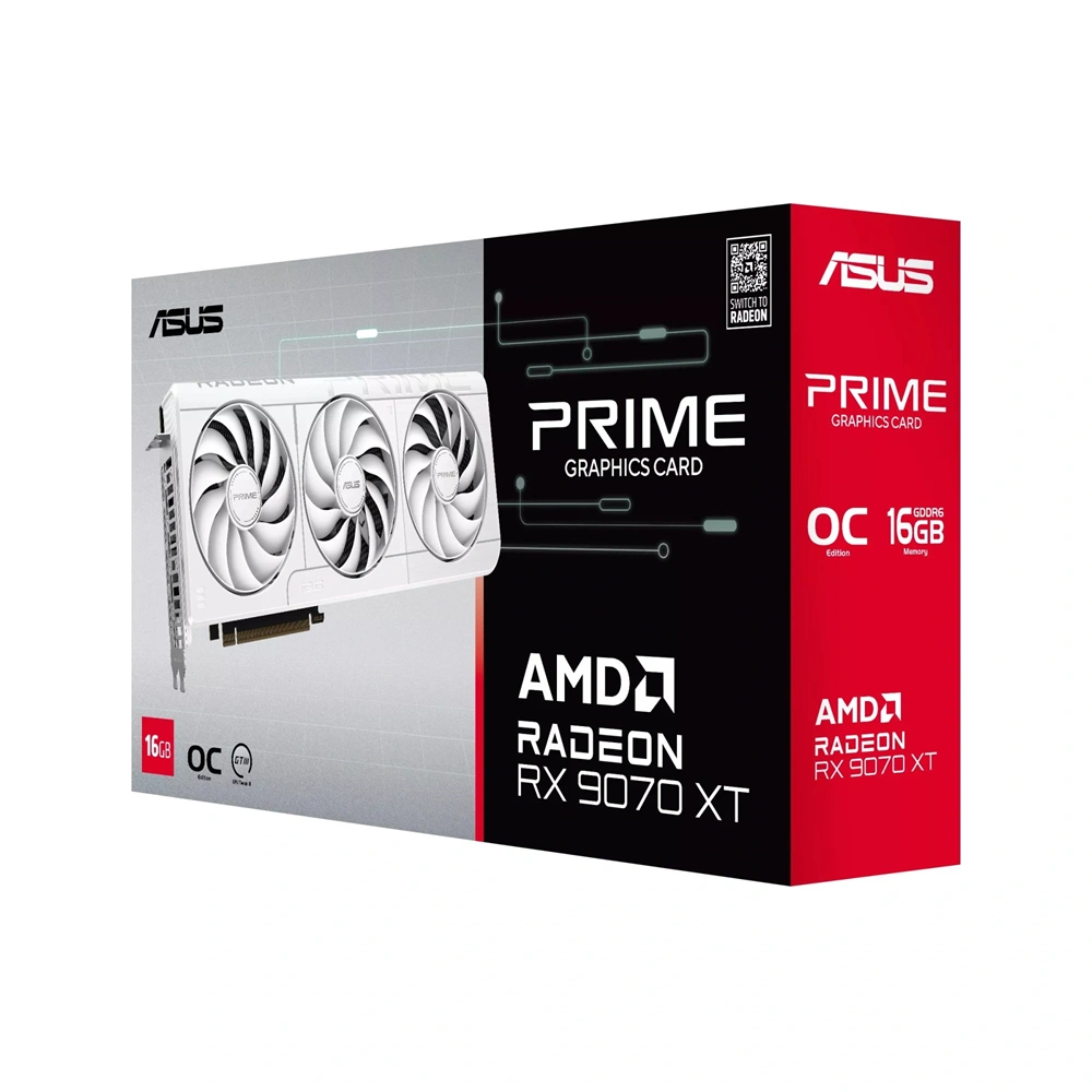 Asus AMD Radeon RX 9070 XT Prime OC White Edition 16GB GDDR6 256bit PCIe videókártya