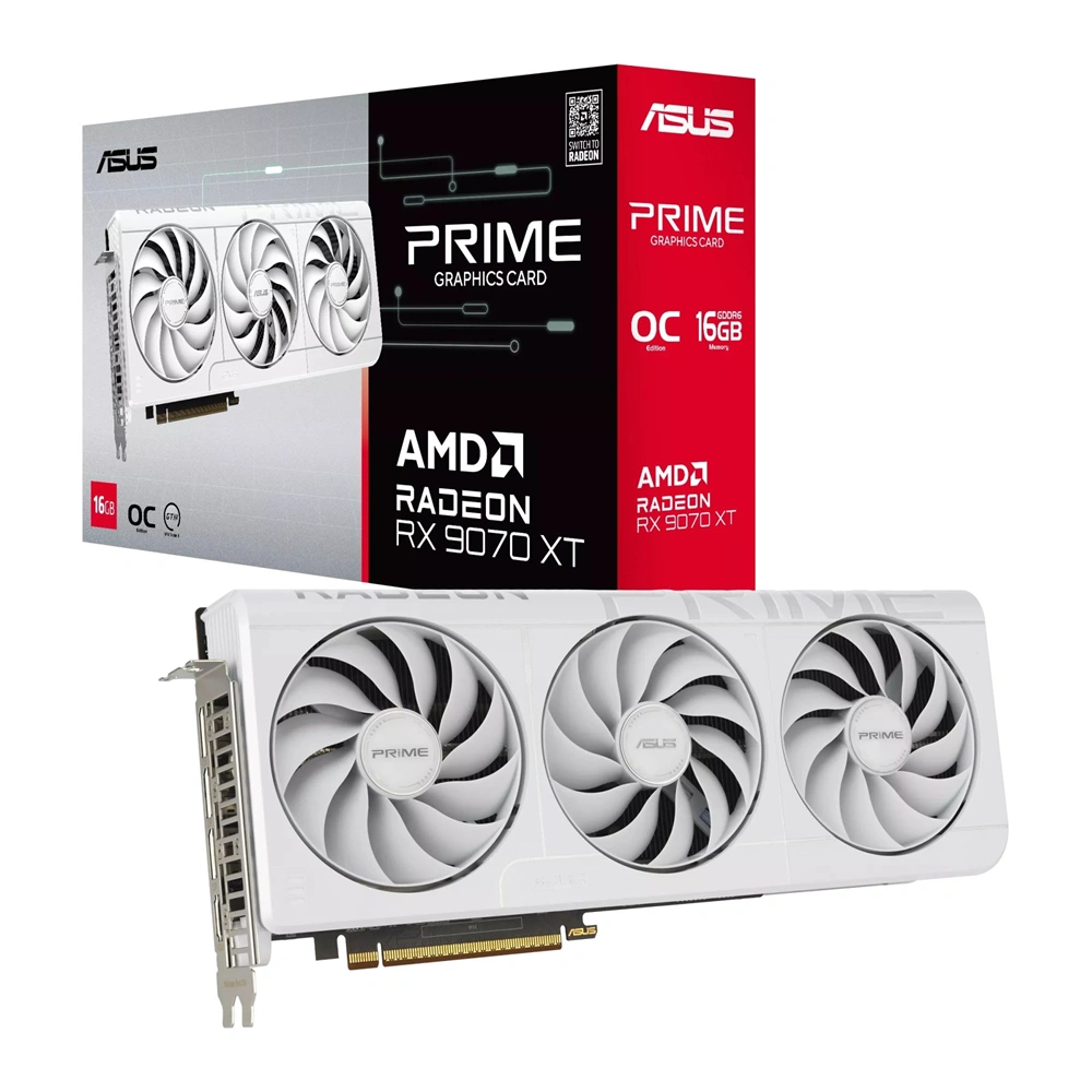 Asus AMD Radeon RX 9070 XT Prime OC White Edition 16GB GDDR6 256bit PCIe videókártya