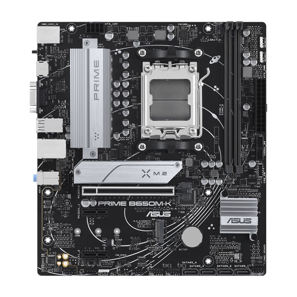 Asus Alaplap - AMD PRIME B650M-K AM5 (B650, ATX, 2xDDR5 7800+MHz, 4xSATA3, 2x M.2, HDMI+VGA) (Újracsomagolt)