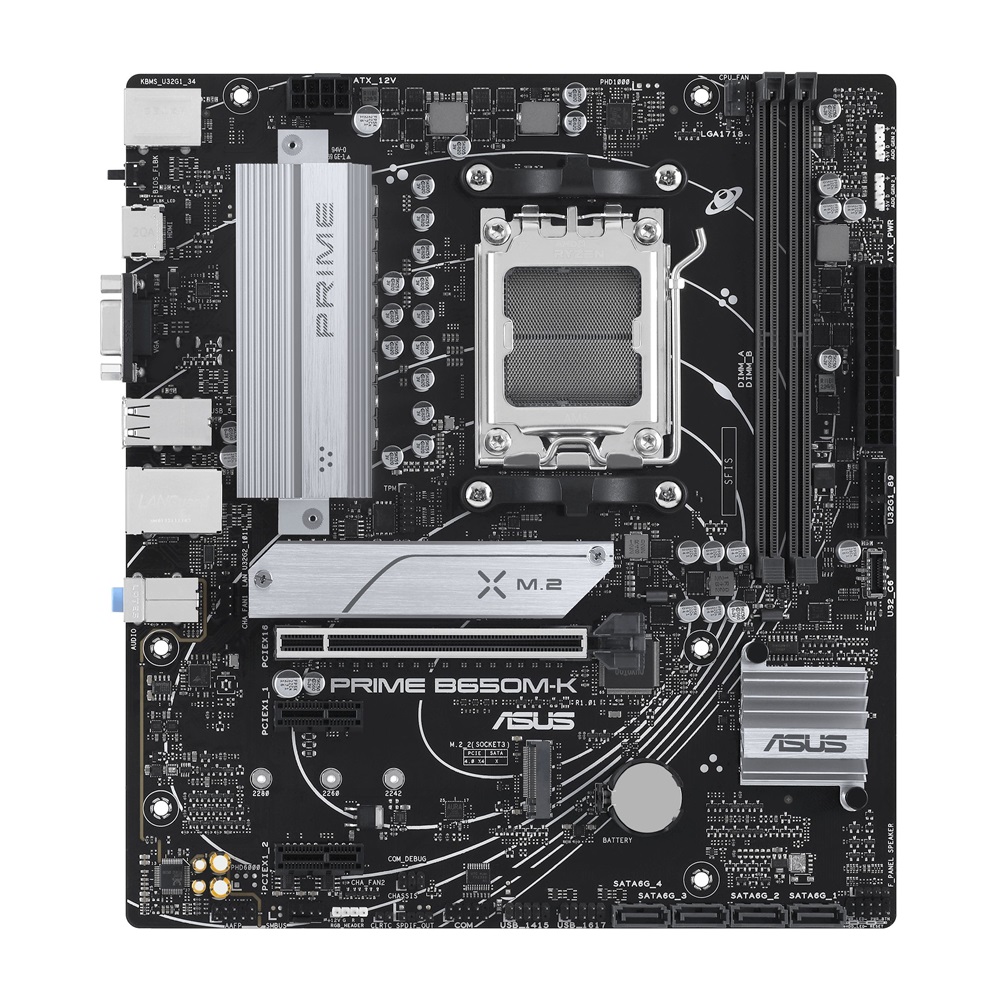 Asus Alaplap - AMD PRIME B650M-K AM5 (B650, ATX, 2xDDR5 7800+MHz, 4xSATA3, 2x M.2, HDMI+VGA) (Újracsomagolt)