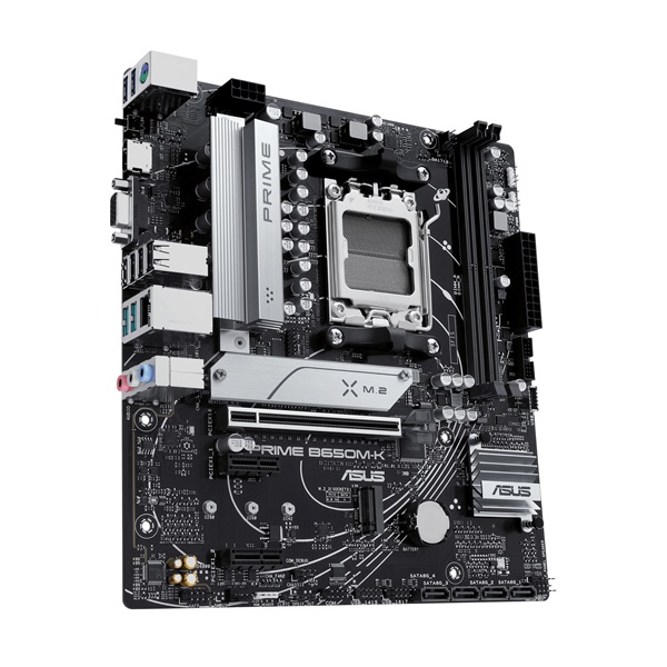 Asus Alaplap - AMD PRIME B650M-K AM5 (B650, ATX, 2xDDR5 7800+MHz, 4xSATA3, 2x M.2, HDMI+VGA) (Újracsomagolt)