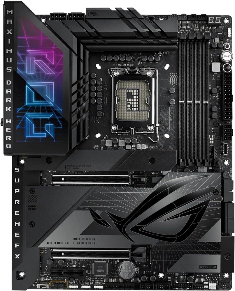 Asus Alaplap - Intel ROG MAXIMUS Z790 DARK HERO LGA1700 (Z790, ATX, 4xDDR5 8000+MHz, 4xSATA3, 5xM.2, HDMI+2xThunderbolt)