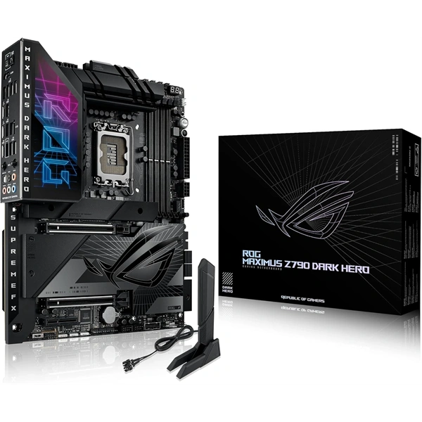 Asus Alaplap - Intel ROG MAXIMUS Z790 DARK HERO LGA1700 (Z790, ATX, 4xDDR5 8000+MHz, 4xSATA3, 5xM.2, HDMI+2xThunderbolt)