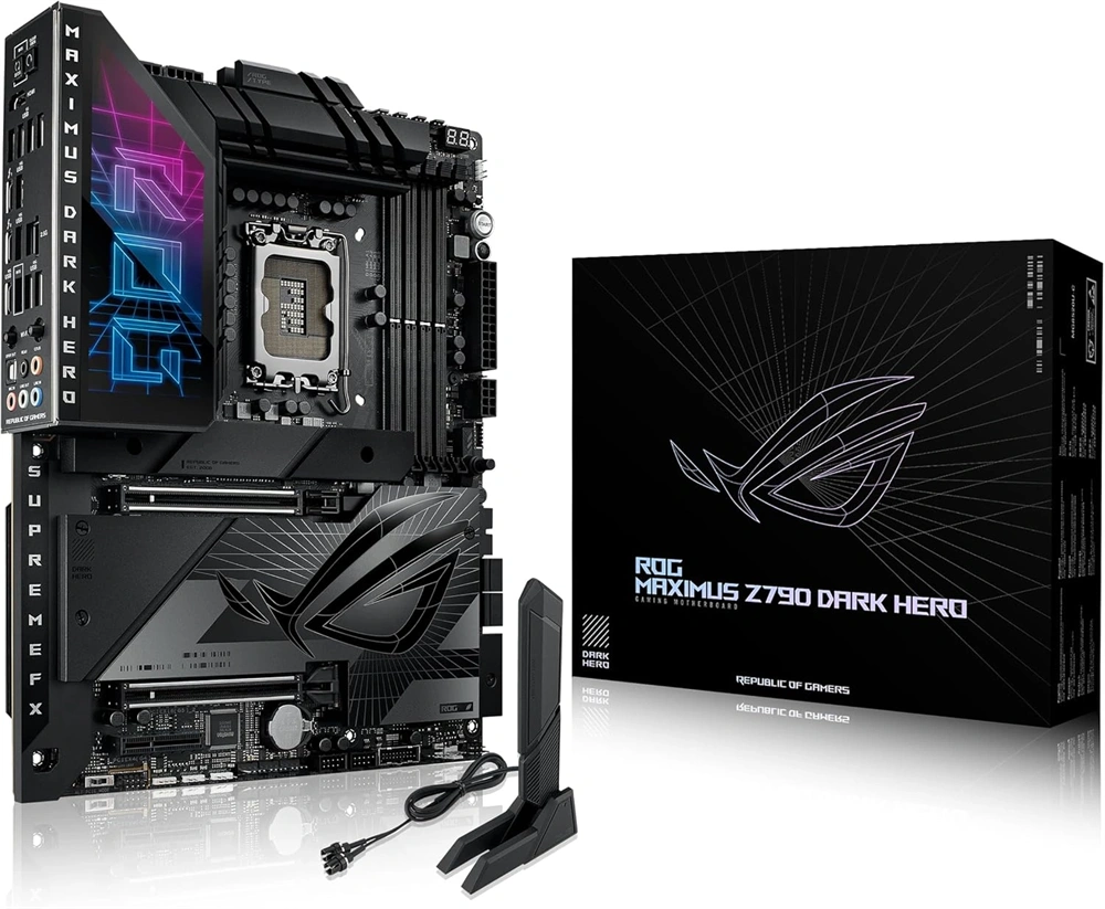 Asus Alaplap - Intel ROG MAXIMUS Z790 DARK HERO LGA1700 (Z790, ATX, 4xDDR5 8000+MHz, 4xSATA3, 5xM.2, HDMI+2xThunderbolt)