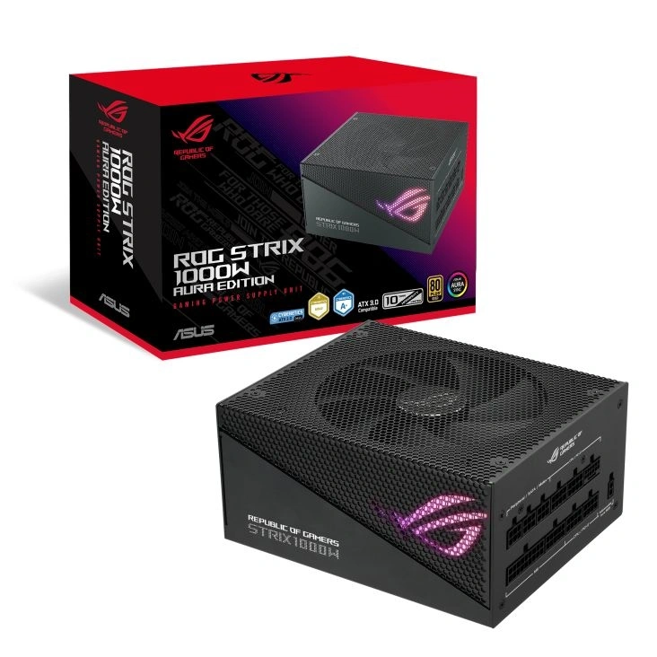 Asus ROG Strix 1000W 80+ Gold Aura Edition ventillátorral moduláris tápegység