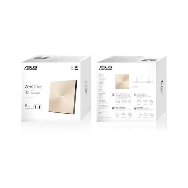 Asus ZenDrive SDRW-08U9M-U (USB Type-C, USB tápellátás, DVD Író, Ultravékony, Arany) ODD Külső