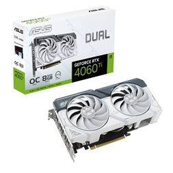 Asus nVidia DUAL-RTX4060TI-O8G-WHITE (8192MB, GDDR6, 2595/18000 Mhz, 128bit, HDMI2.1, 3xDP1.4) videokártya