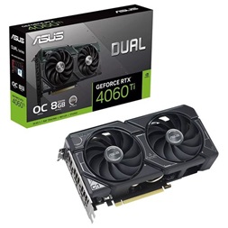 Asus nVidia DUAL-RTX4060TI-8G (8192MB, GDDR6, 2565/18000 Mhz, 128bit, HDMI2.1, 3xDP1.4) videokártya