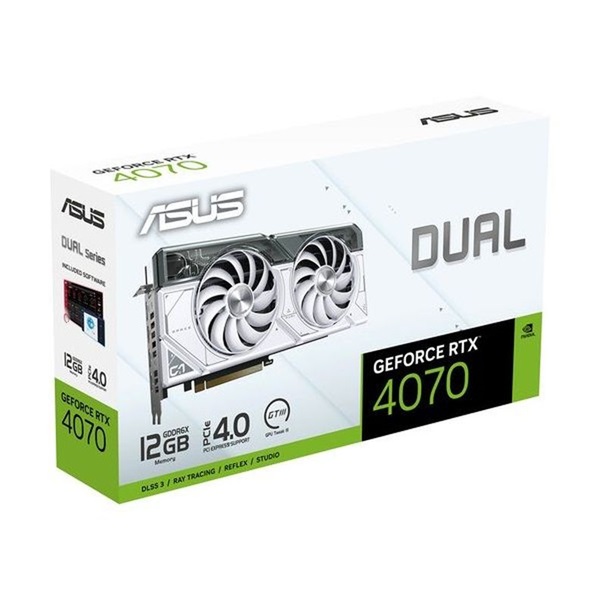 Asus nVidia DUAL-RTX4070-12G-WHITE (12288MB, GDDR6X, 2505/21000 Mhz, 192bit, 1xHDMI, 3xDP) videokártya
