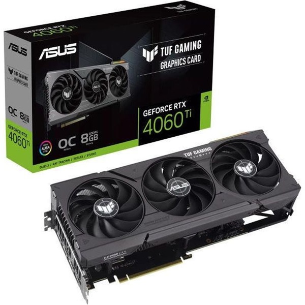 Asus nVidia TUF-RTX4060TI-8G-GAMING (8192MB, GDDR6, 2565/18000 Mhz, 128bit, HDMI2.1, 3xDP1.4) videokártya