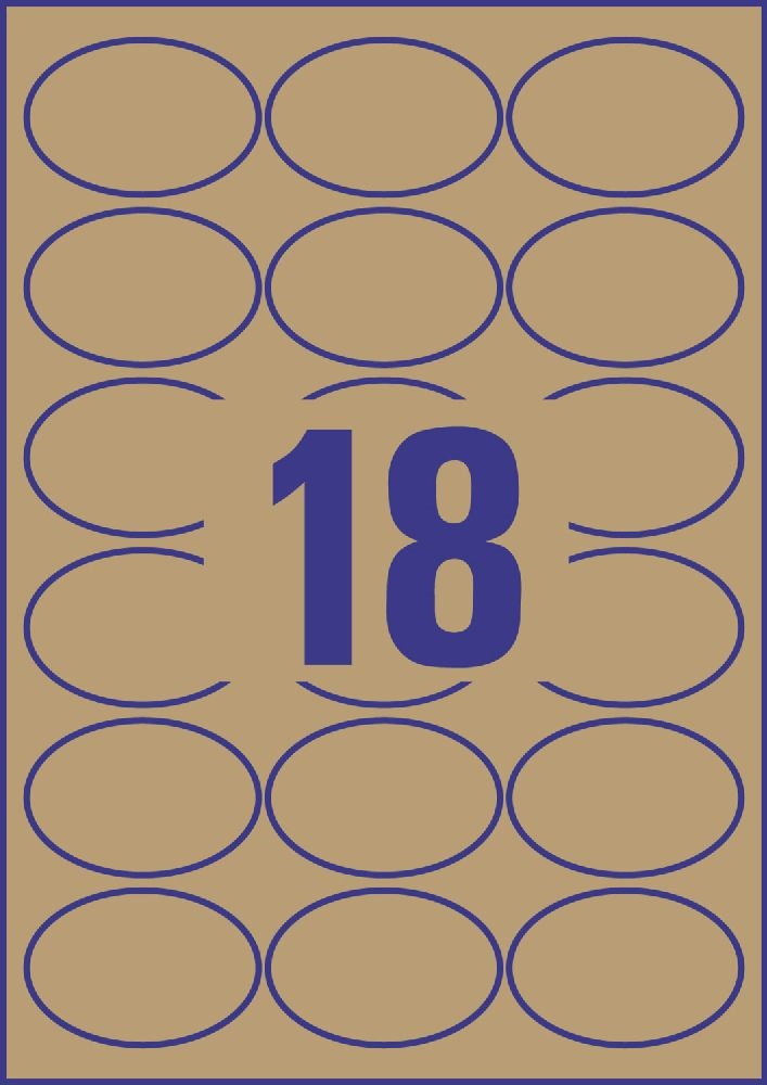 Avery 7103-25 63,5x42,3mm ovális újrahasznosított barna kraft etikett
