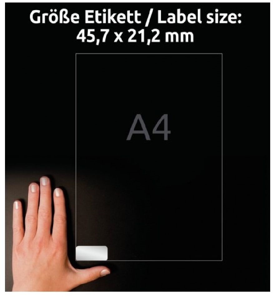 Avery L6009-20 45,7×21,2mm vízálló 960 db-os ipari ezüst etikett