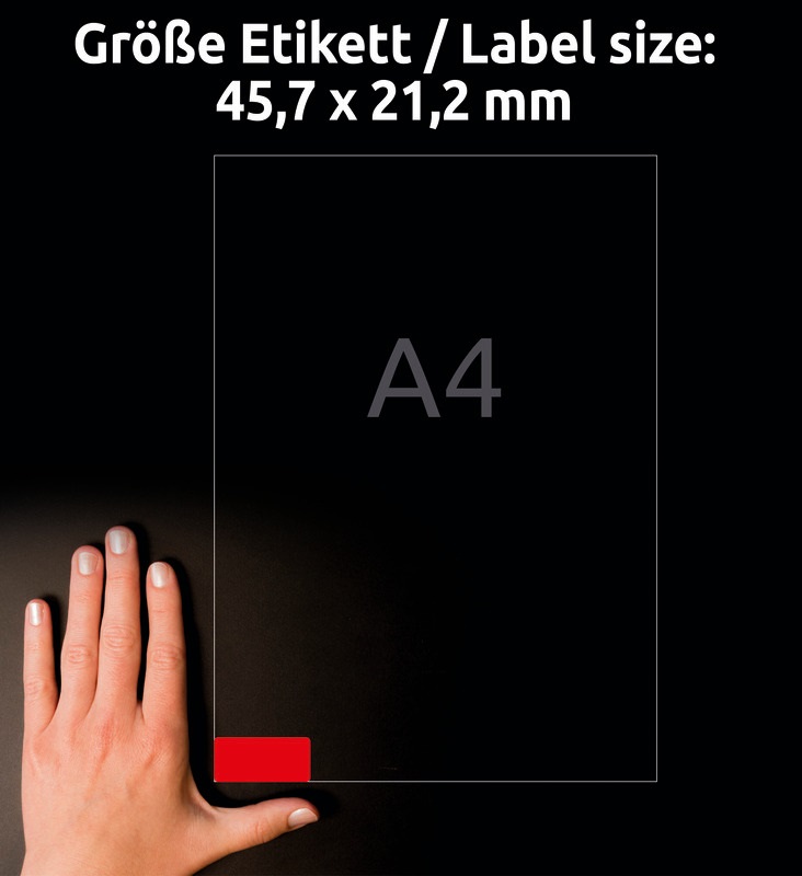 Avery L6038-20 45,7x21,2mm visszaszedhető 960db-os piros etikett