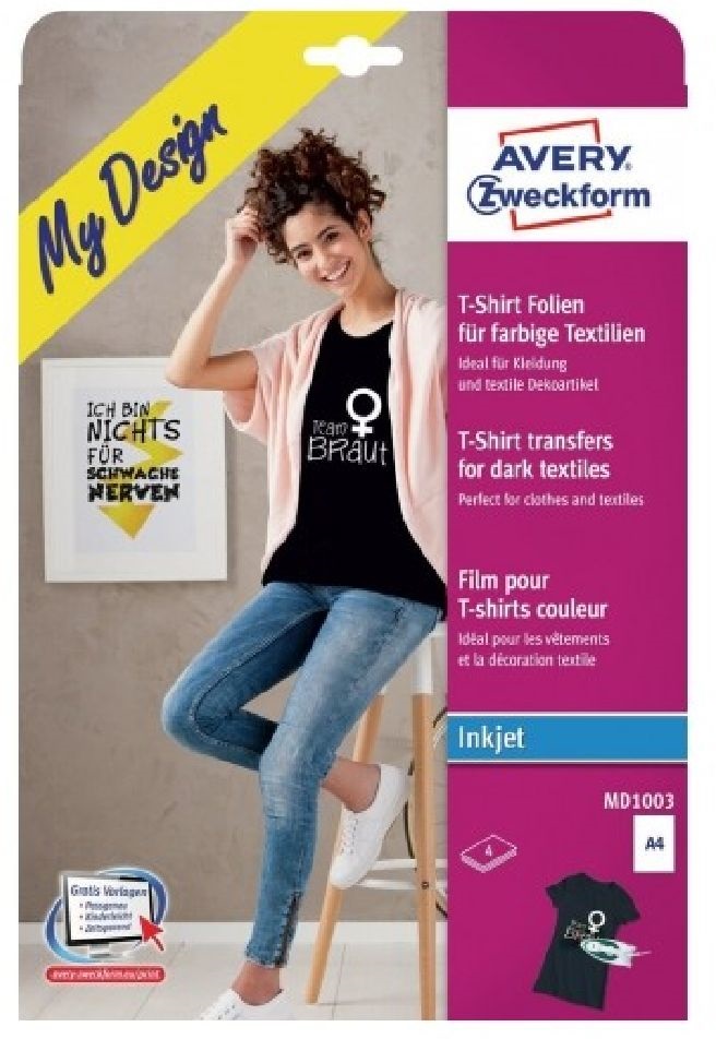 Avery MD1003 A4 textilre vasalható fólia 4db fólia