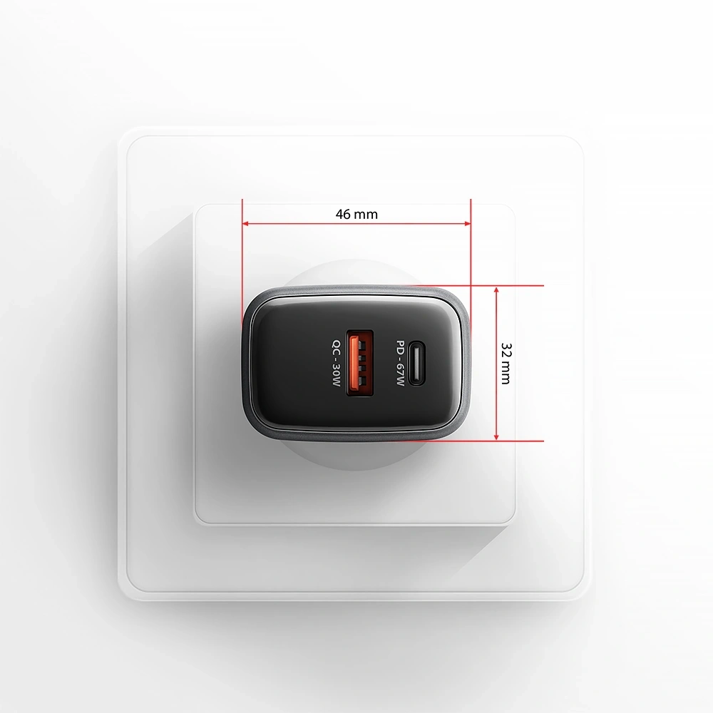 Axagon ACU-PQ67 PD3.0 & QC4+ 2× OUTPUTS, két kimenettel (USB-A + USB-C) 67WGaN hálózati töltő
