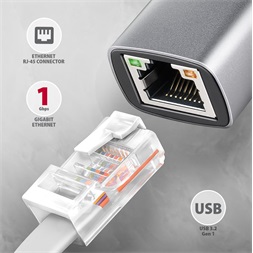 Axagon ADE-TXPD Kompakt alumínium USB-C 3.2 Gen1 Gigabit Ethernet 10/100/1000Mbit adapter