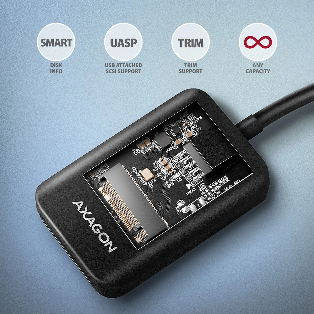 Axagon ADM2-CM USB-C 3.2 Gen2 - 1x NVMe/SATA SDD adapter