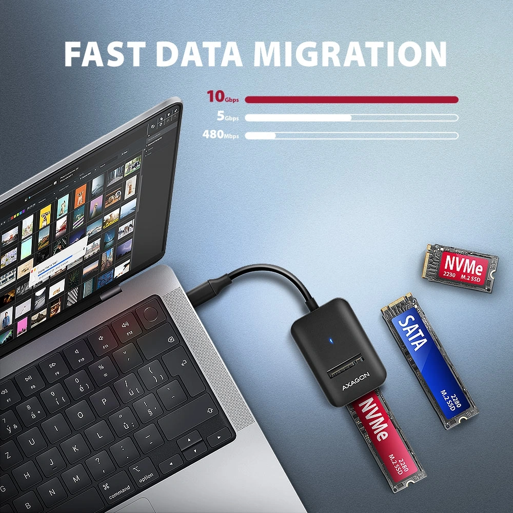 Axagon ADM2-CM USB-C 3.2 Gen2 - 1x NVMe/SATA SDD adapter