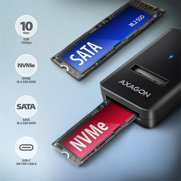 Axagon ADM2-CM USB-C 3.2 Gen2 - 1x NVMe/SATA SDD adapter