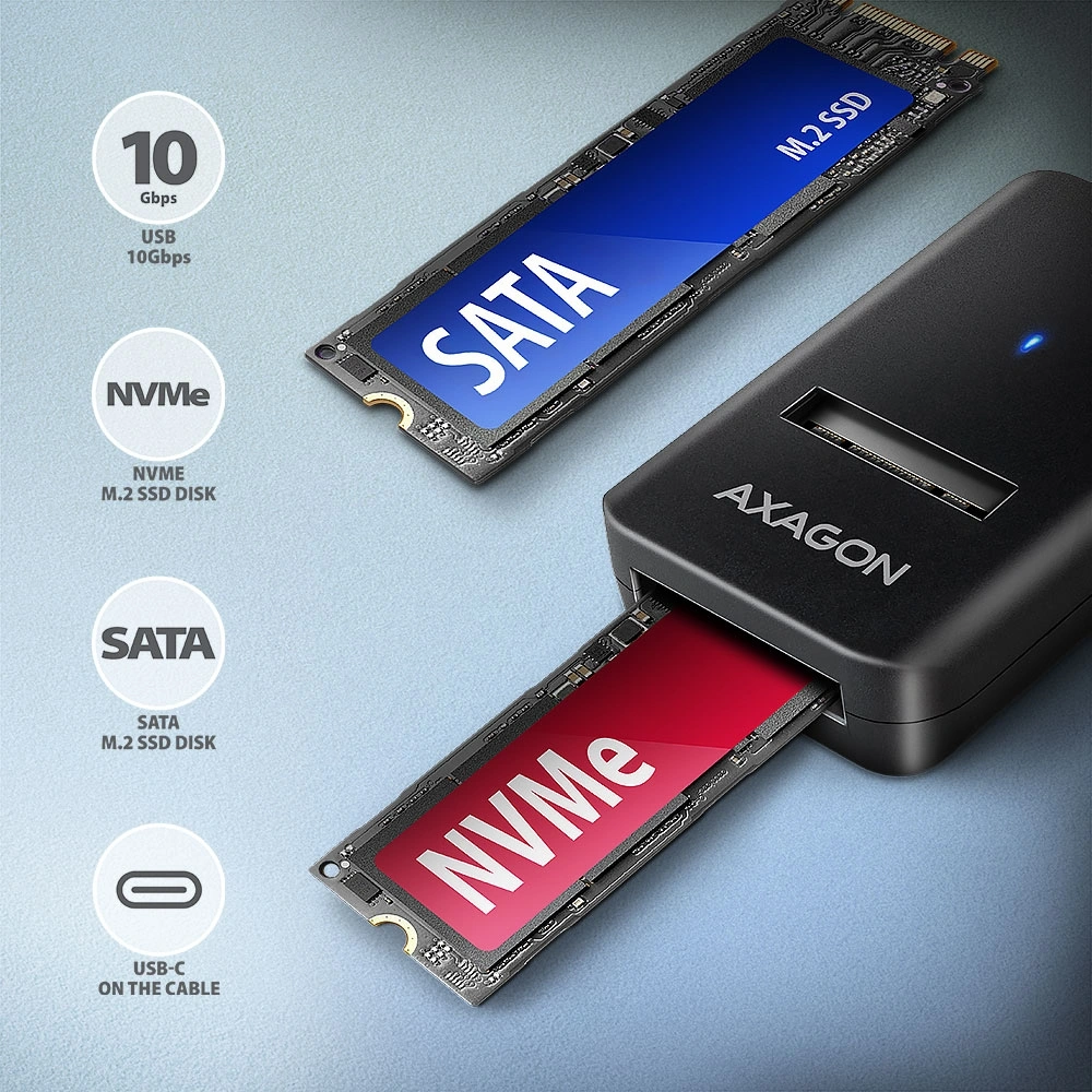 Axagon ADM2-CM USB-C 3.2 Gen2 - 1x NVMe/SATA SDD adapter