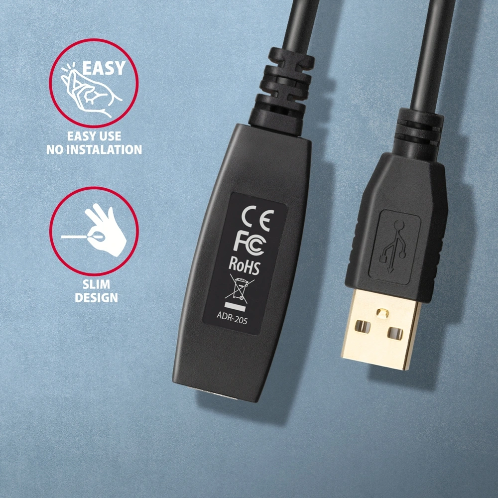 Axagon ADR-205 aktív USB hosszabbító kábel 5m