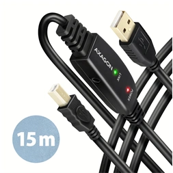 Axagon ADR-215B 15m USB 2.0 A apa - USB B apa aktív repeater kábel