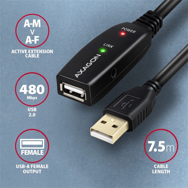 Axagon ADR-207 7,5m USB repeater kábel