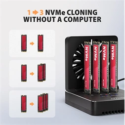 Axagon ADSA-M2C44 4x M.2 NVMe SSD-hez, PC nélküli lemezklónozási funkcióval USB4 dokkoló állomás