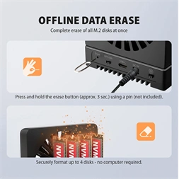 Axagon ADSA-M2C44 4x M.2 NVMe SSD-hez, PC nélküli lemezklónozási funkcióval USB4 dokkoló állomás