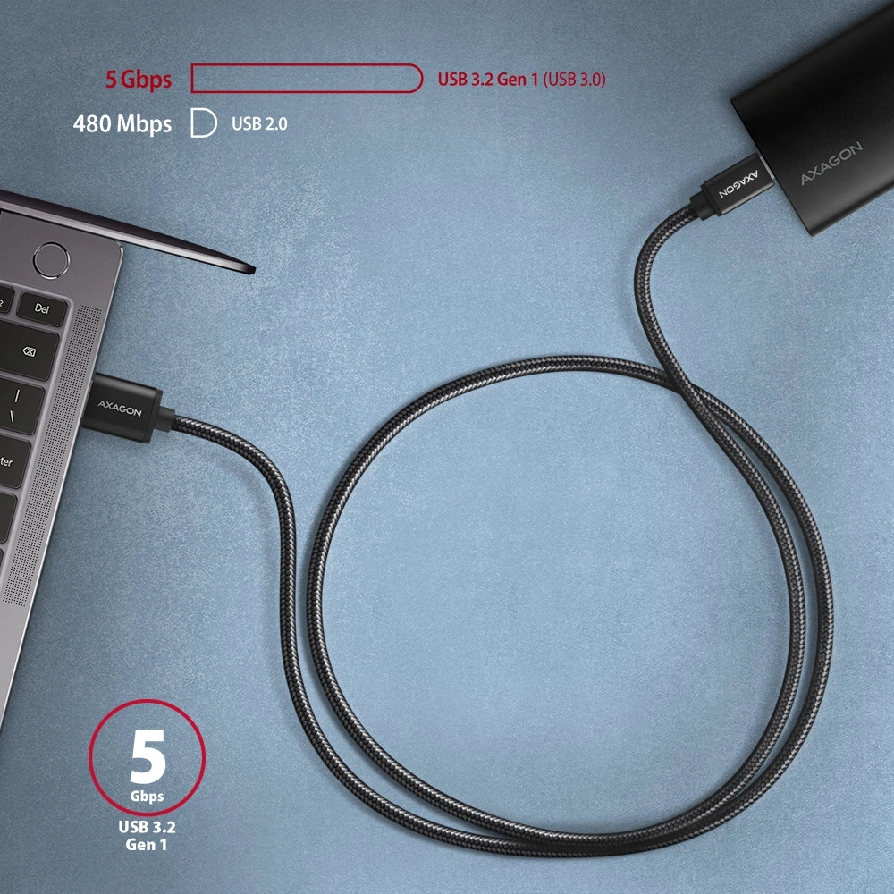 Axagon BUCM3-AM15AB USB-C 3.2 Gen 1 -  USB-A 1,5 m fekete kábel