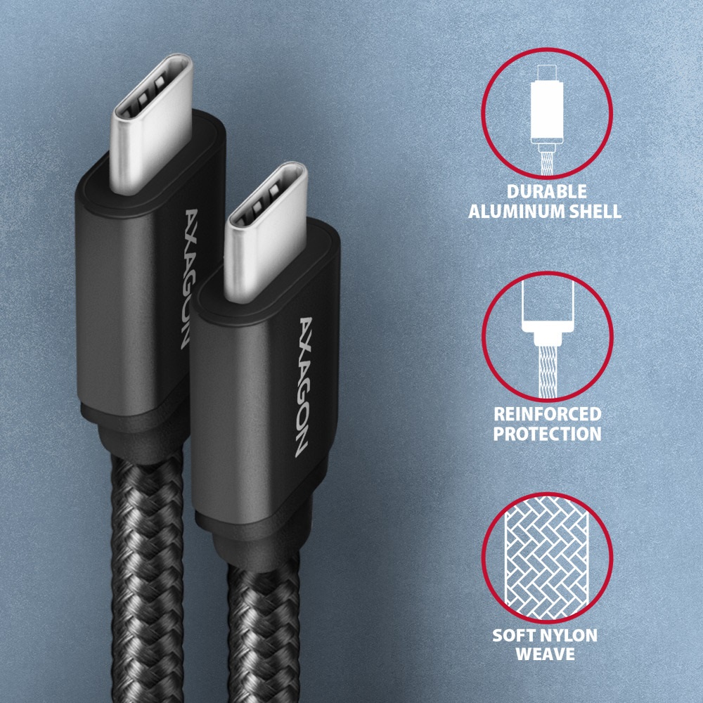 Axagon BUCM3-CM15AB USB-C 3.2 Gen 1 -  USB-C 1,5 m fekete kábel