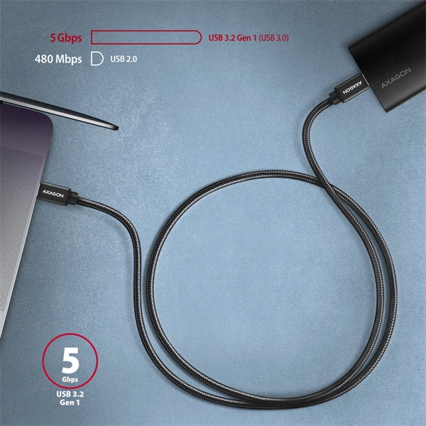 Axagon BUCM3-CM15AB USB-C 3.2 Gen 1 -  USB-C 1,5 m fekete kábel