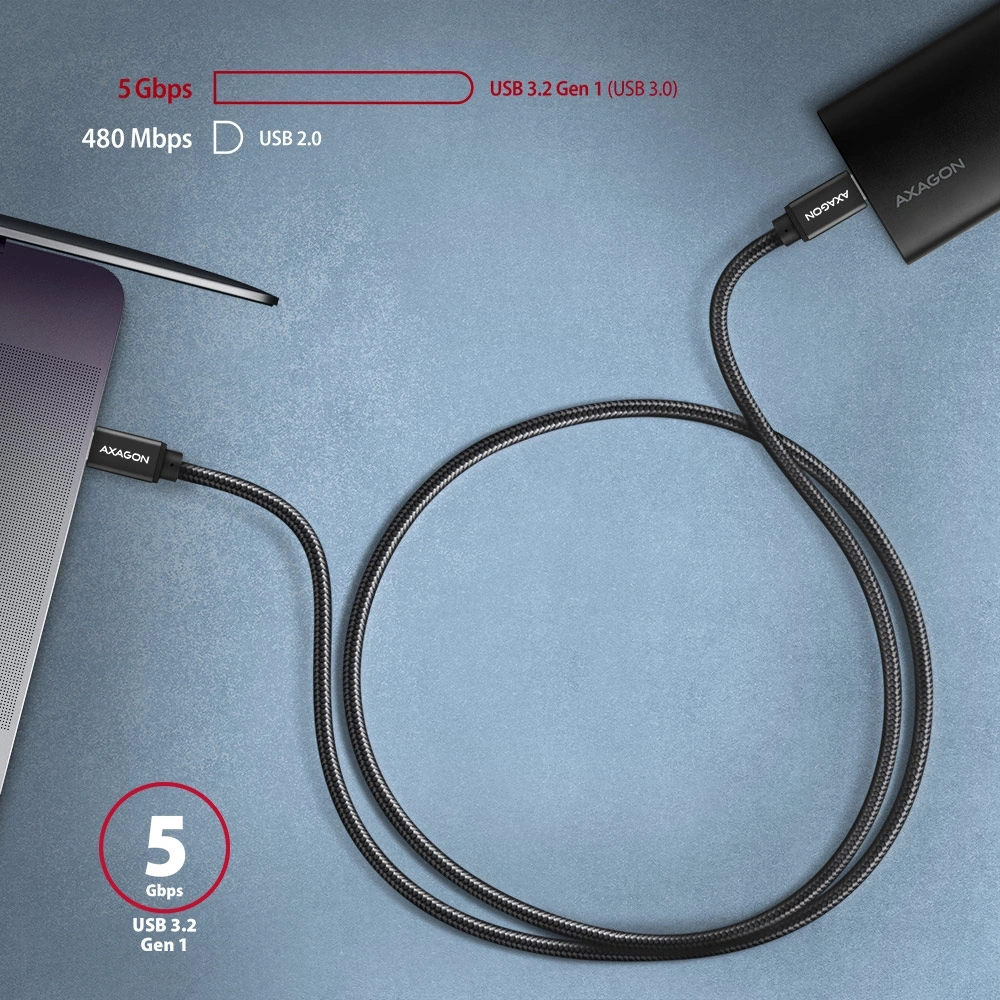 Axagon BUCM3-CM15AB USB-C 3.2 Gen 1 -  USB-C 1,5 m fekete kábel