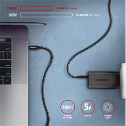 Axagon BUCM32-CM20AB USB-C 3.2 Gen 2 -  USB-C 2 m fekete kábel