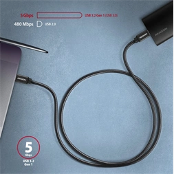 Axagon BUCM3-CM30AB 3m Type C - Type C fekete adat- és töltőkábel