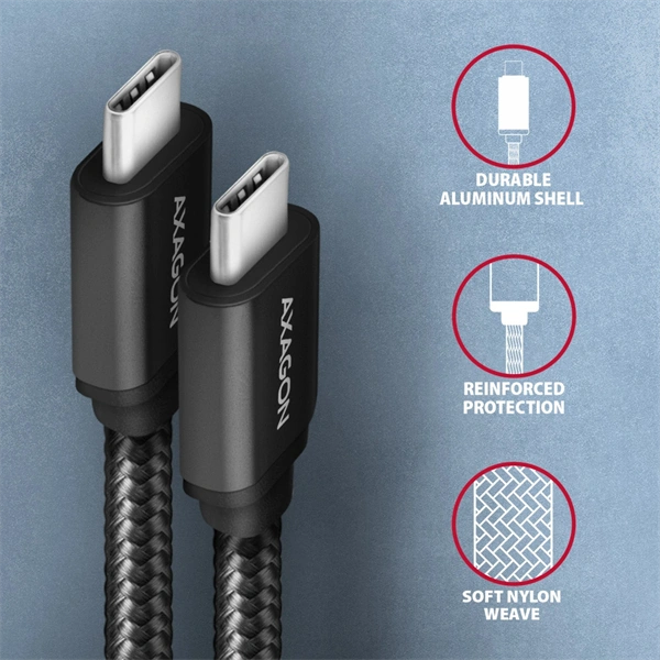 Axagon BUCM3-CM30AB 3m Type C - Type C fekete adat- és töltőkábel