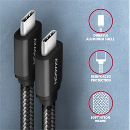 Axagon BUCM3-CM30AB 3m Type C - Type C fekete adat- és töltőkábel